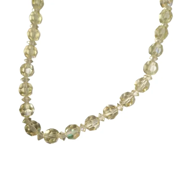 Vintage Pale Yellow AB Crystal Necklace 12-15" - Picture 4 of 5